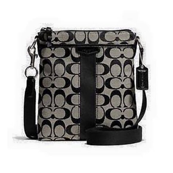 Coach Handbags - Coach Jacquard Canvas Crossbody Messenger Bag (Black)